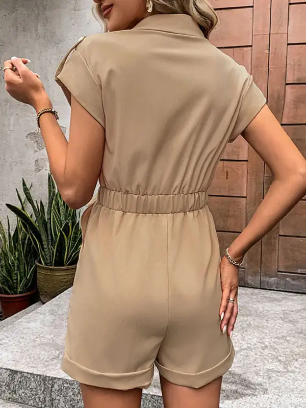 Commuting Jumpsuit Lace Up High Waist