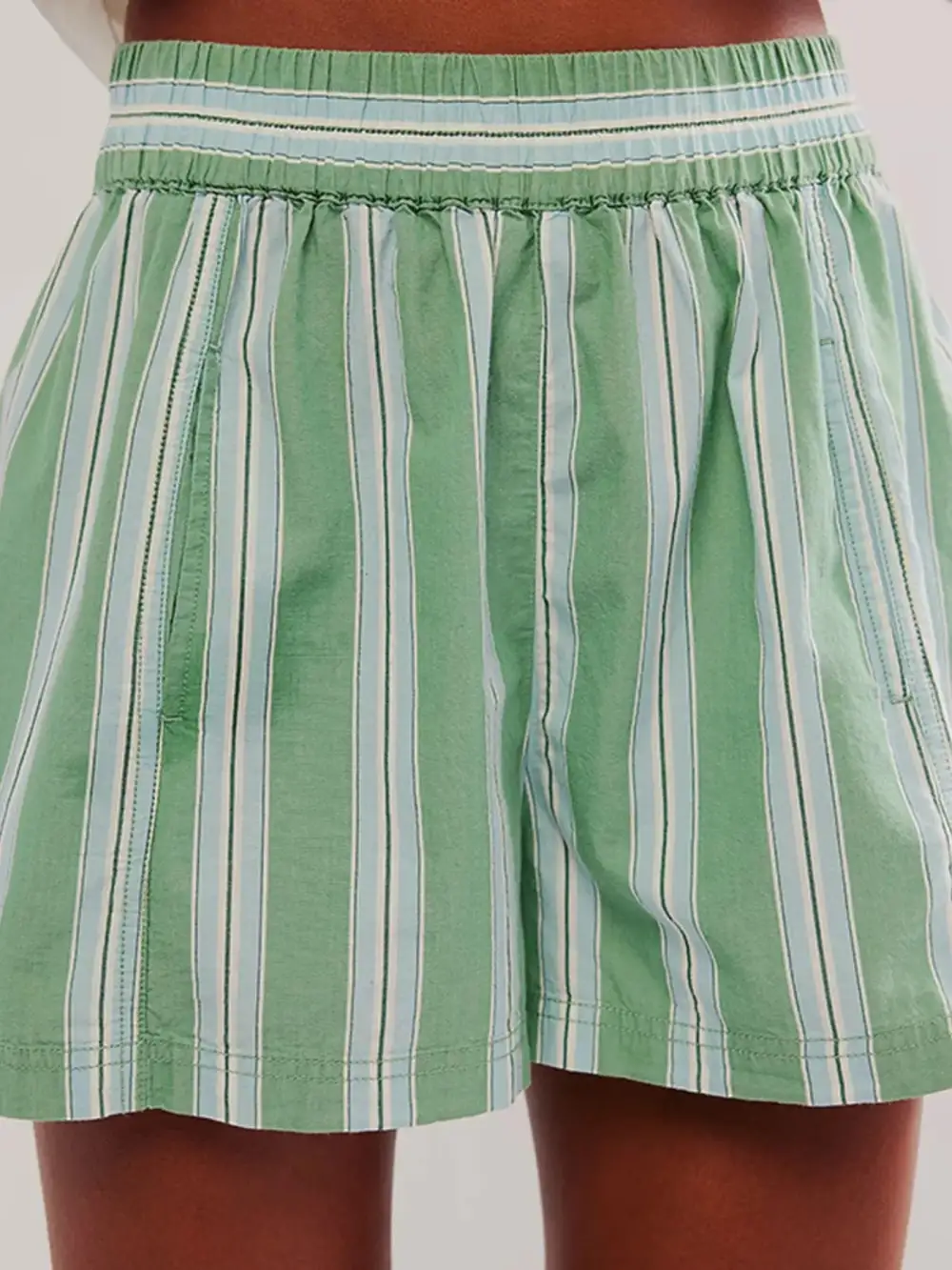 Striped High Waist Linen Blend Shorts