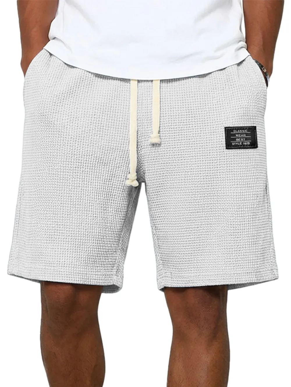 Structured Textured Knit Seamed Detail Shorts