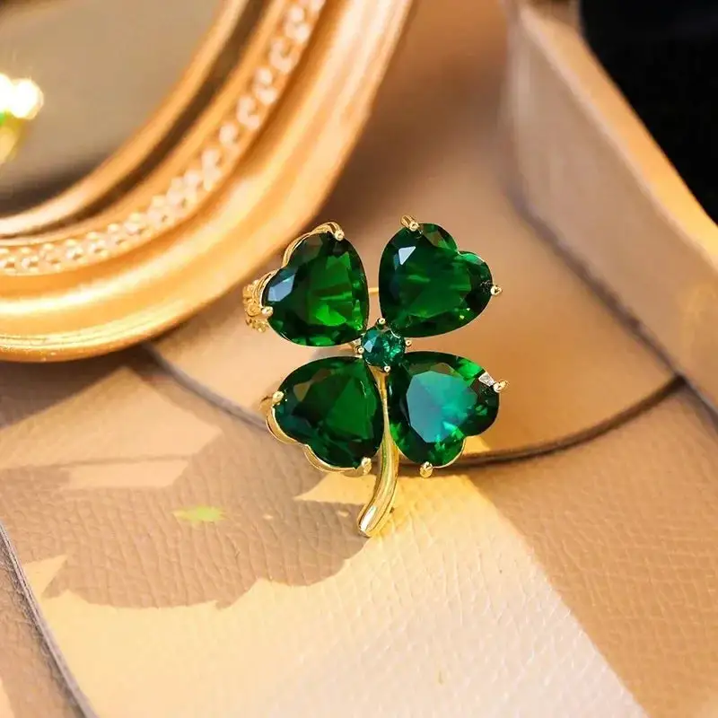 Crystal Clover Lapel Brooch