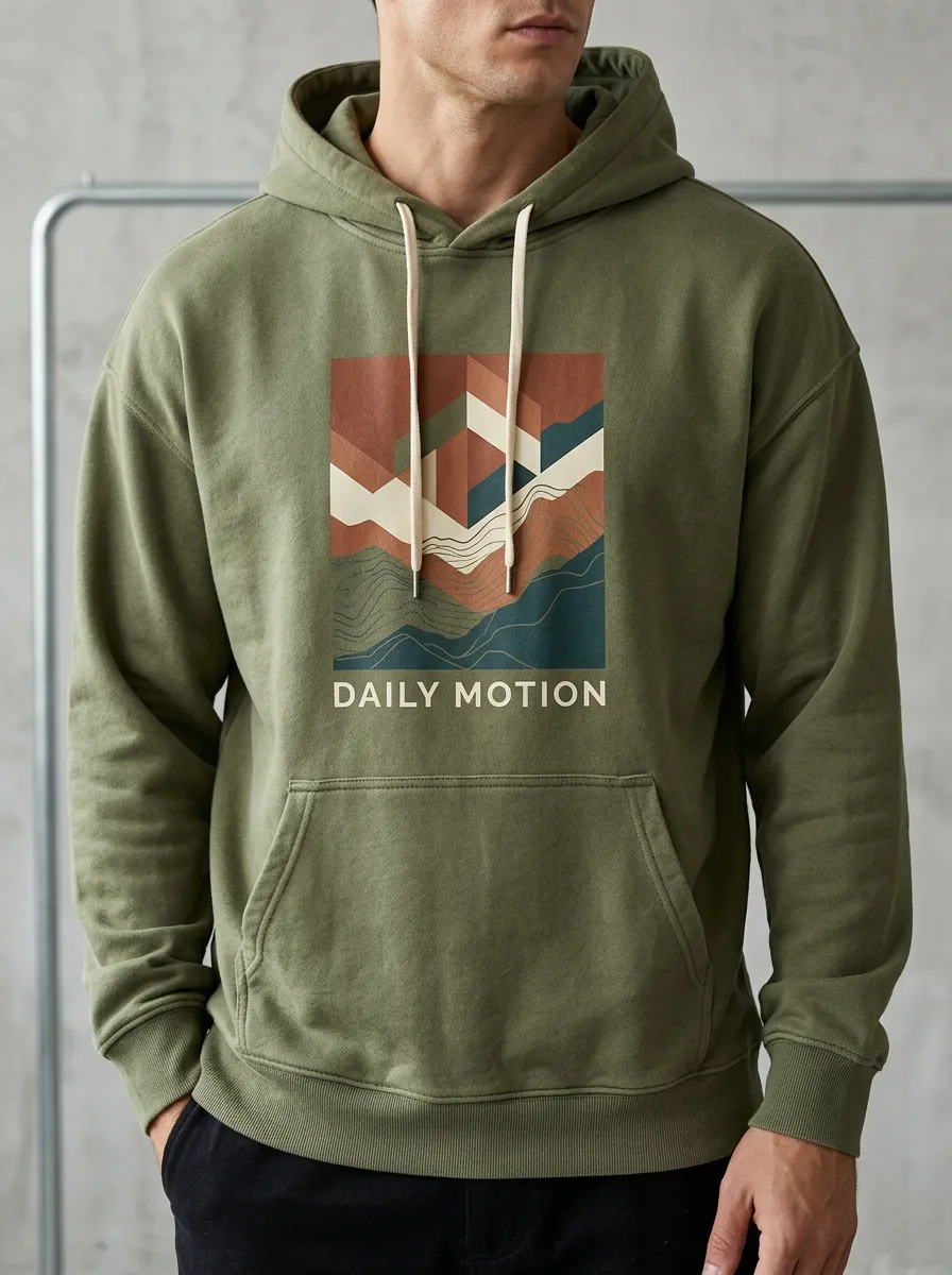 Men's Daily Motion Geometric Landscape Print Hoodie