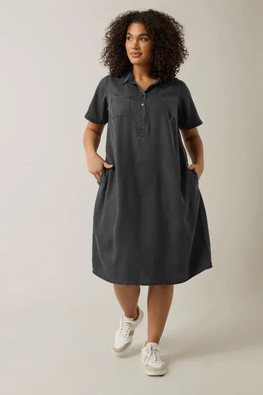 Black Lyocell Denim Dress