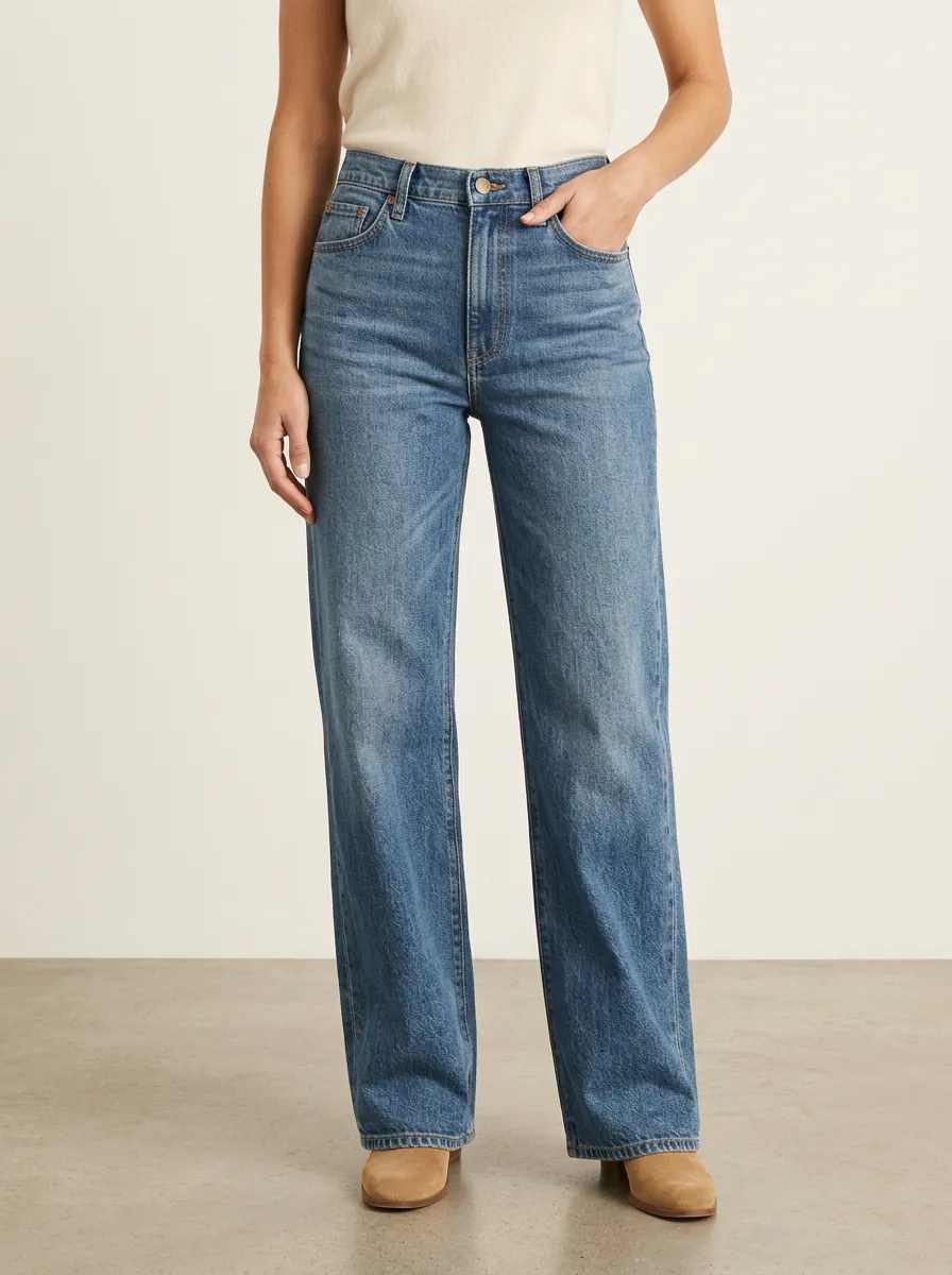 Wide-Leg Denim Jeans