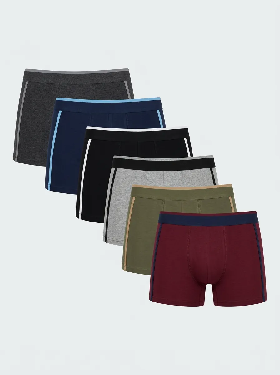 Men's Six-Pair Side-Piped Boxer Brief Set