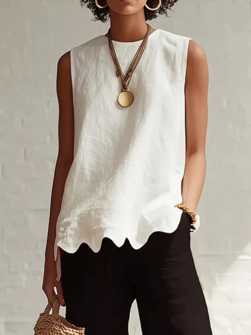 Buttoned Ruffled Tank Top