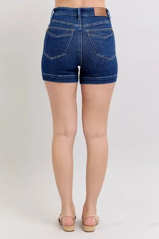 High-Waist Tummy Control Denim Shorts