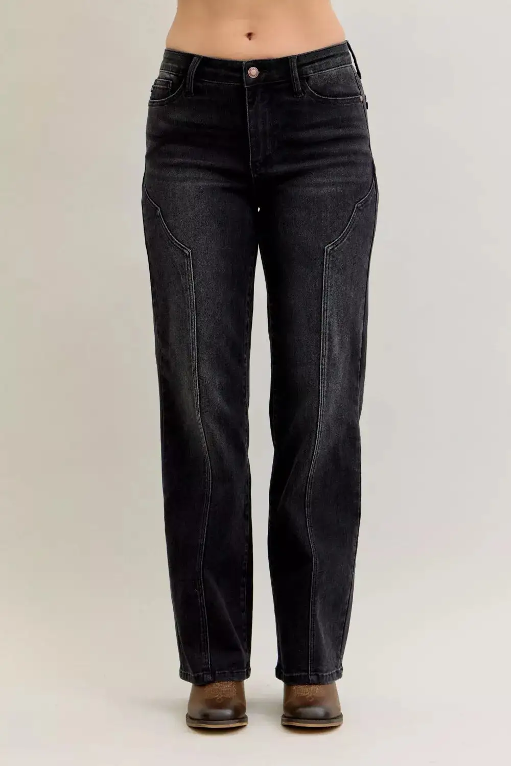 Classic Mid Rise Straight Leg Jeans