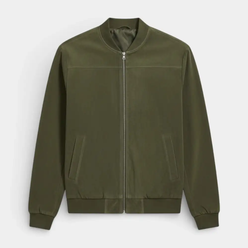 High Neck Zip Front Lightweight Bomber Jacket