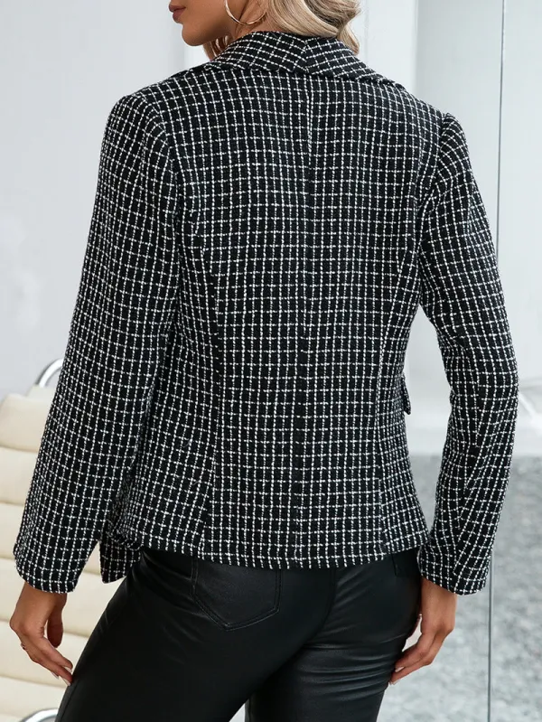 Plaid Double Breasted Long-sleeve Jacket