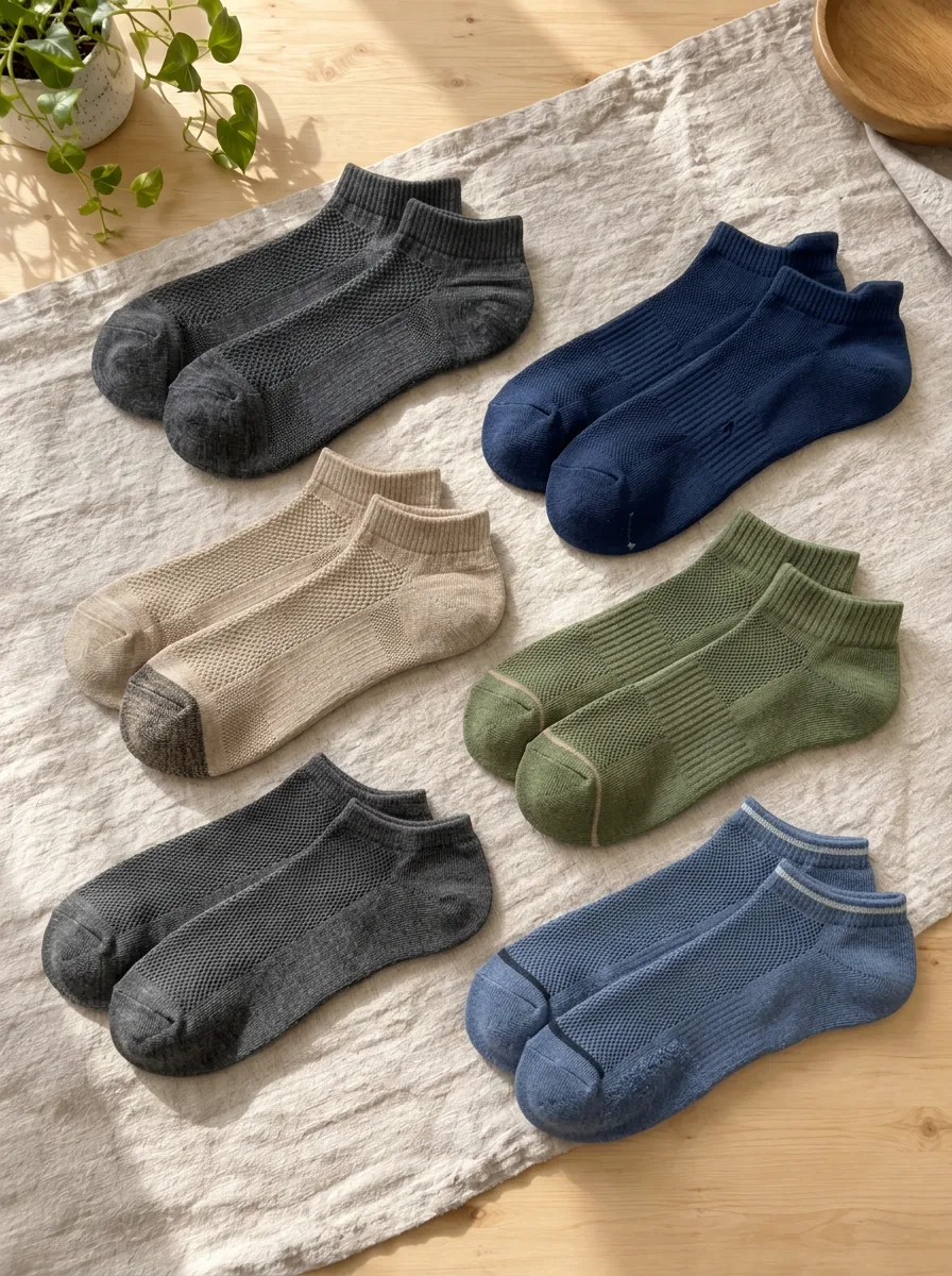 Men's Classic Mesh Breathable Ankle Socks Set