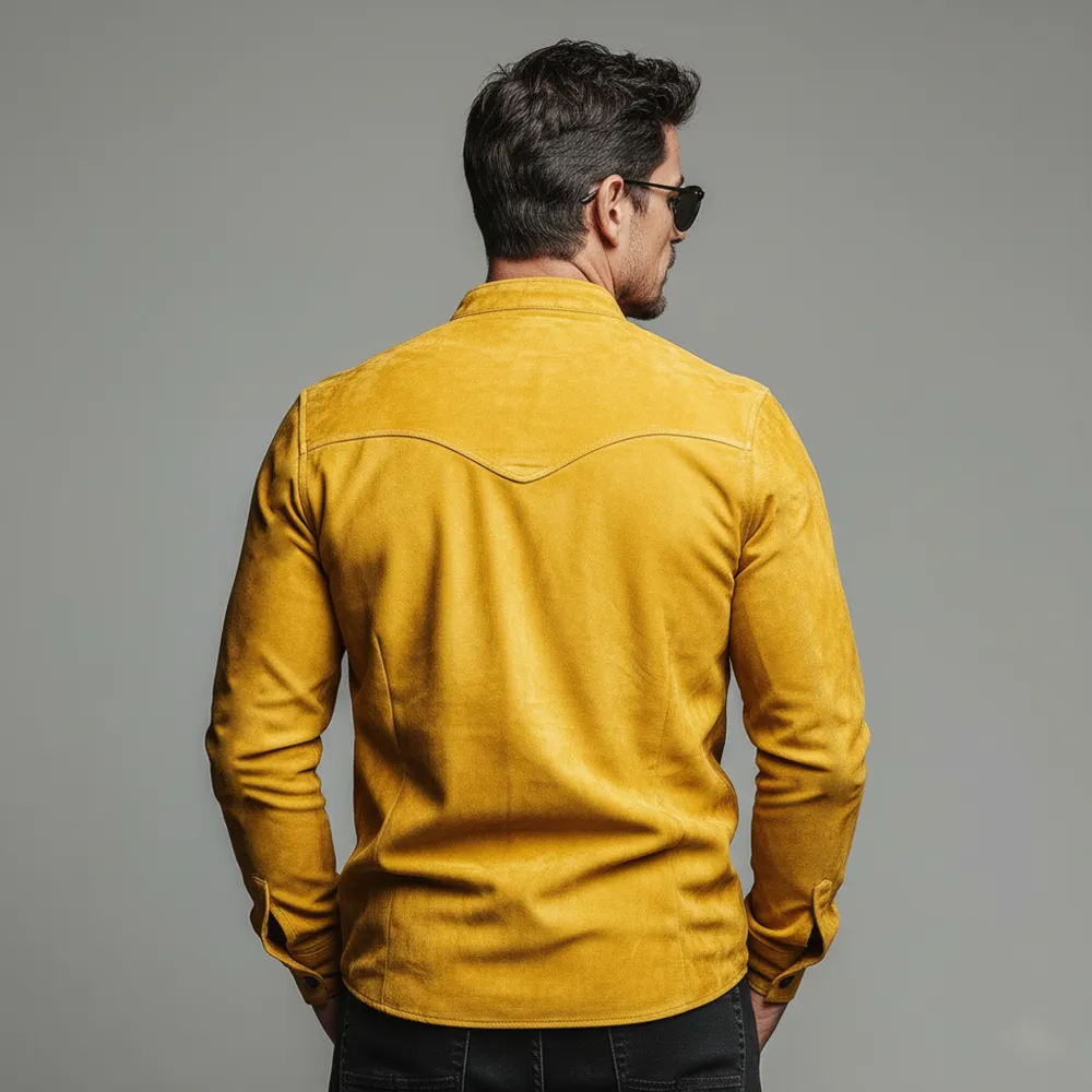 Collared Utility Woven Suede Shirt