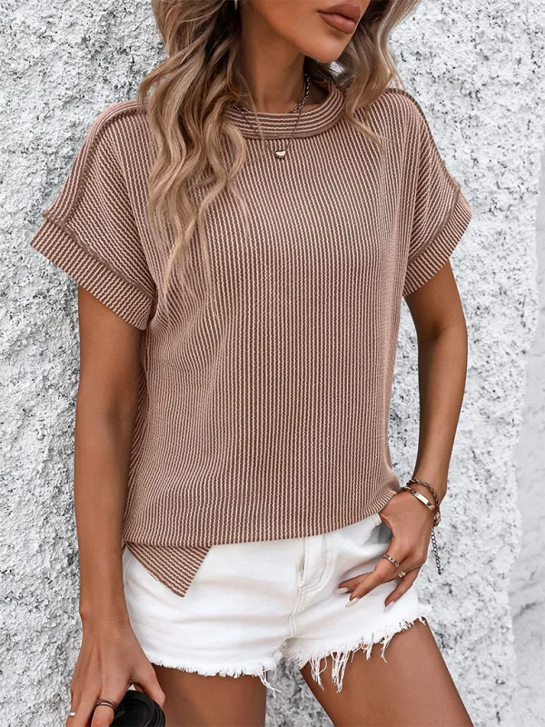 Refined Round-Neck Short-Sleeve Knit Relaxed-Fit T-Shirt