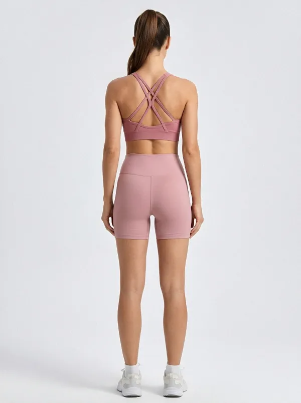 Streamlined Ribbed Texture Set Women's Tank Top And Sports Shorts Set