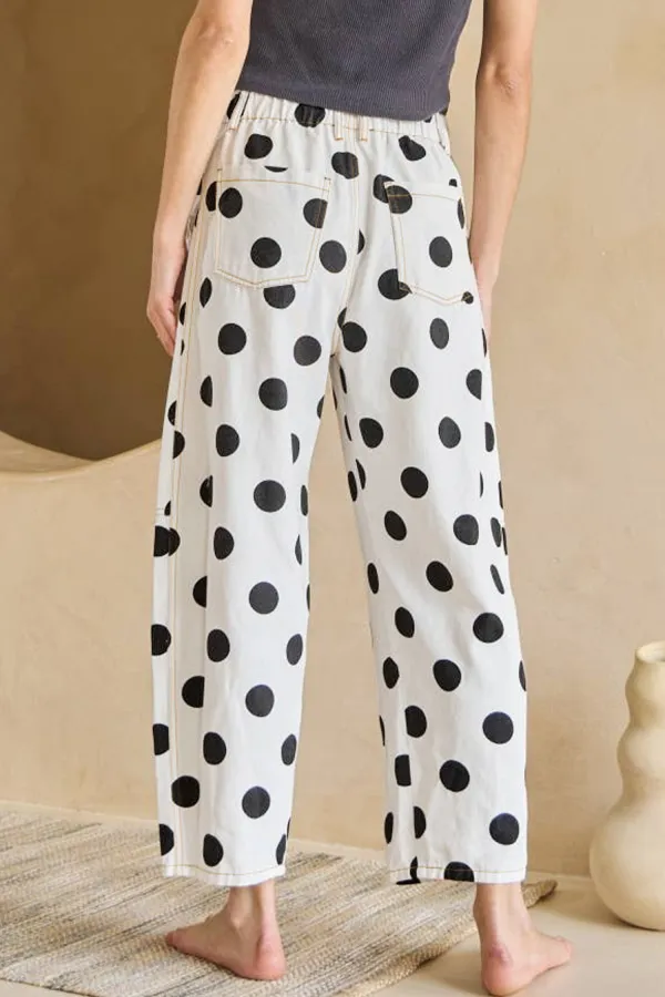 White Polka Dot Bow Jeans