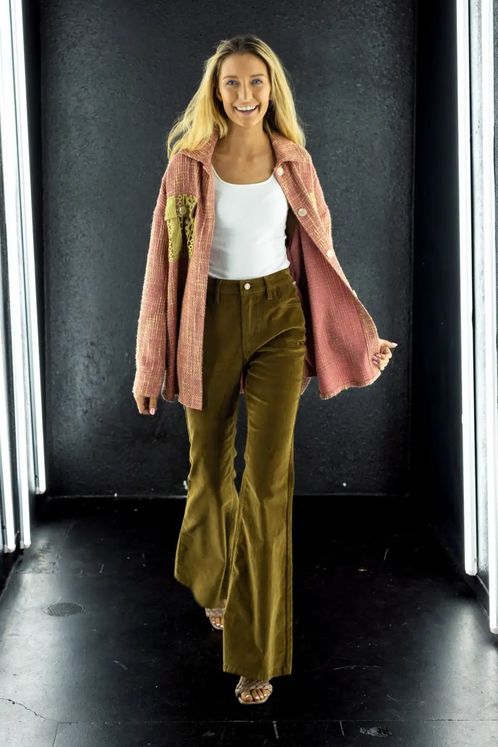 Corduroy High Rise Flared Western Jeans