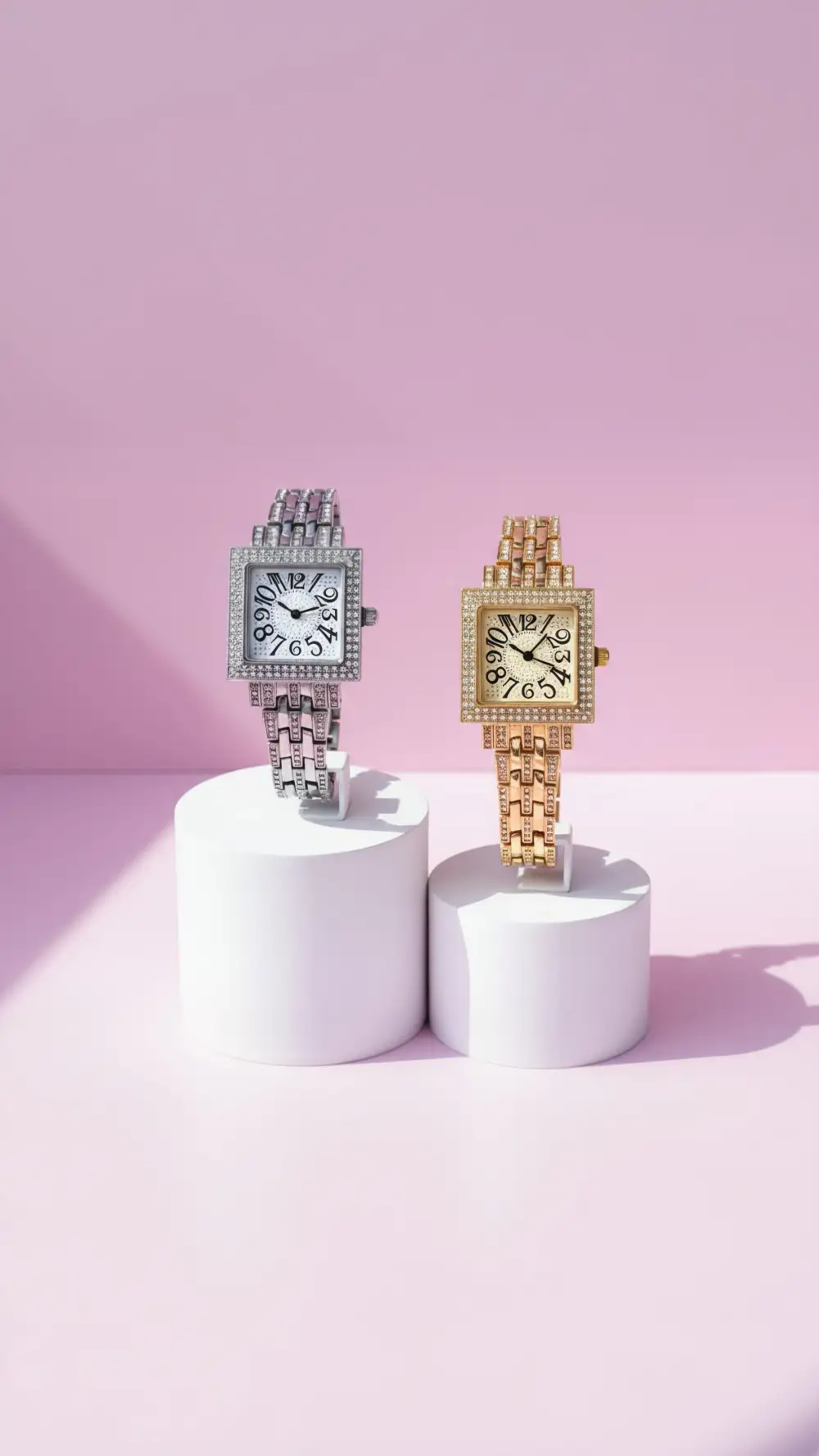 Square Face Crystal Link Fashion Watch