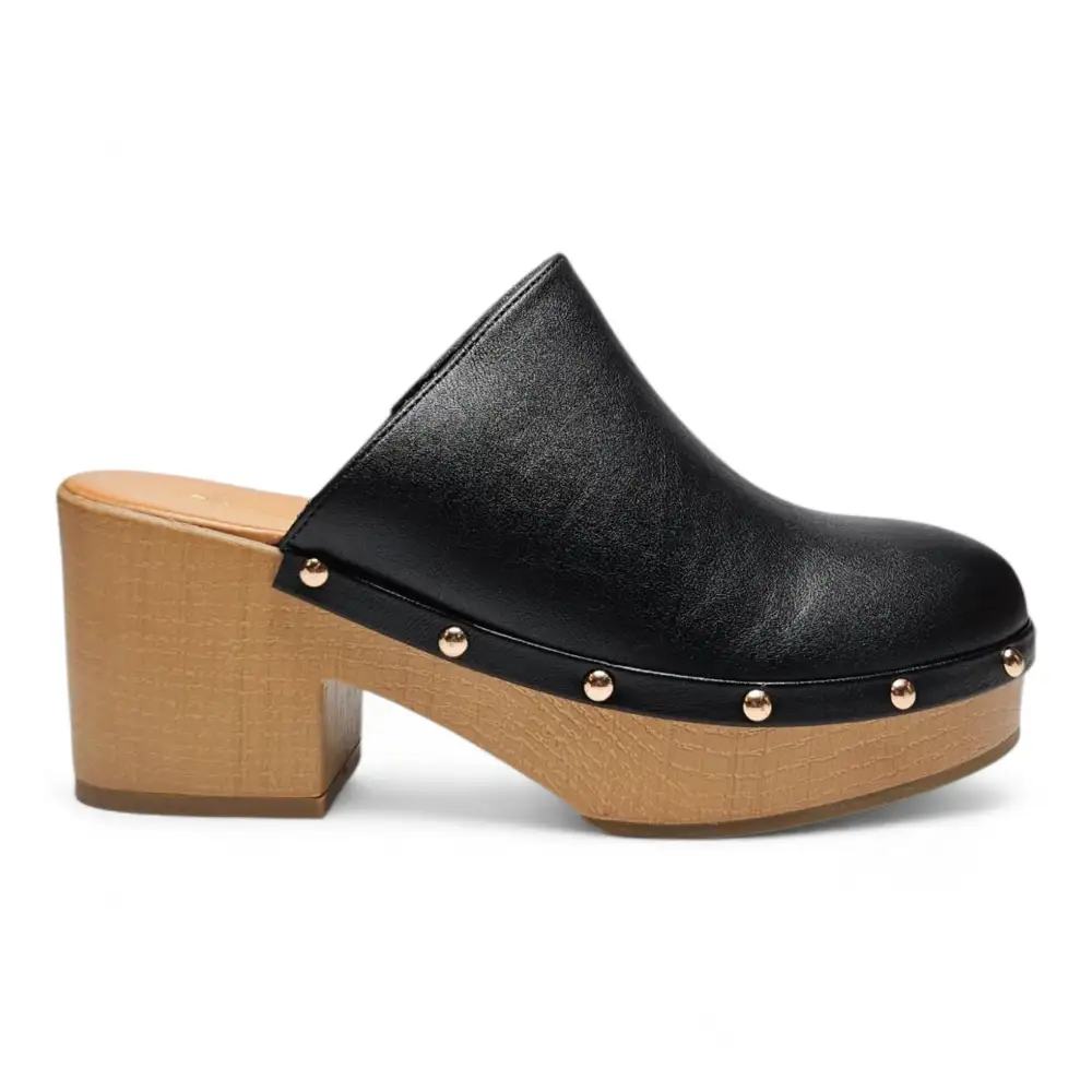Lumber Wood-bottom Clog Heels