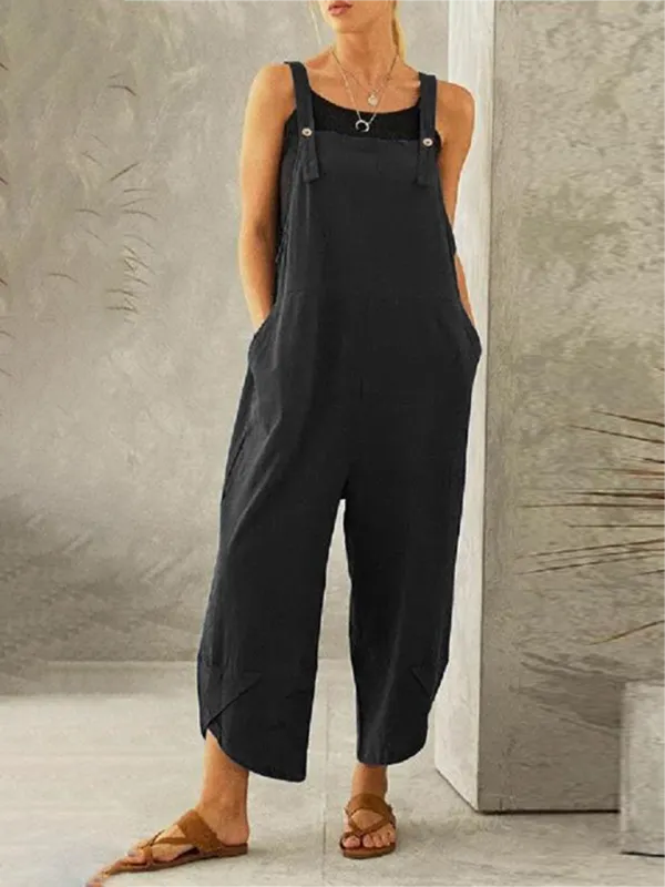 Clean Button Up Spaghetti Strap Jumpsuit Accessory