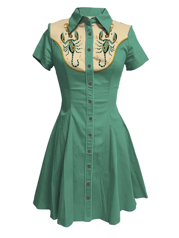 Western Scorpion And Cactus - 100% Cotton Dress