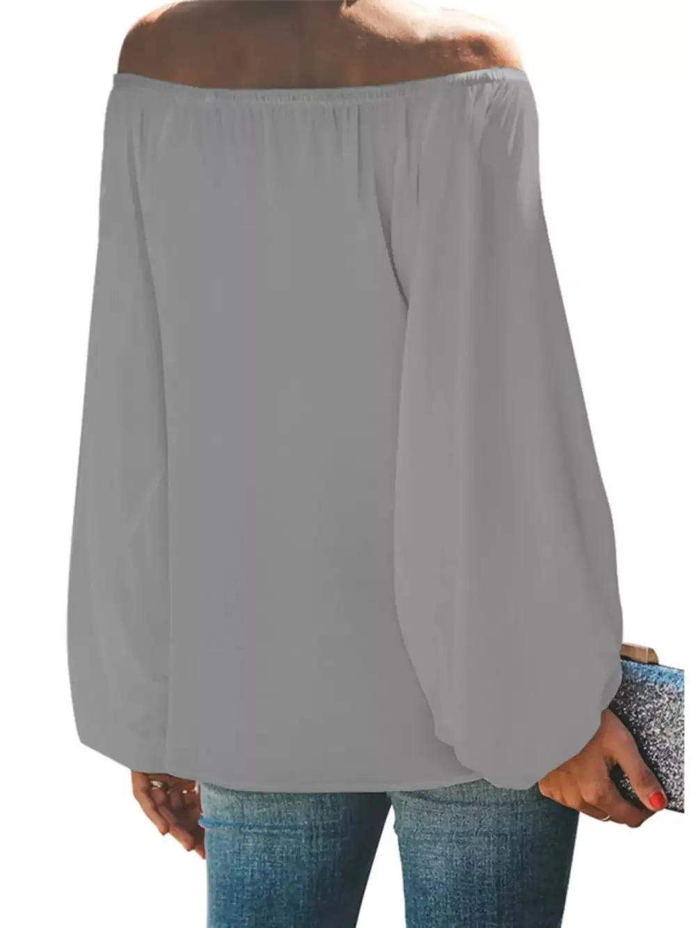 Shoulder Balloon Sleeve Blouse Plus