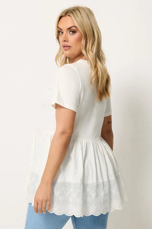White Tiered Peplum Top detail 2