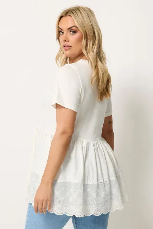 White Tiered Peplum Top