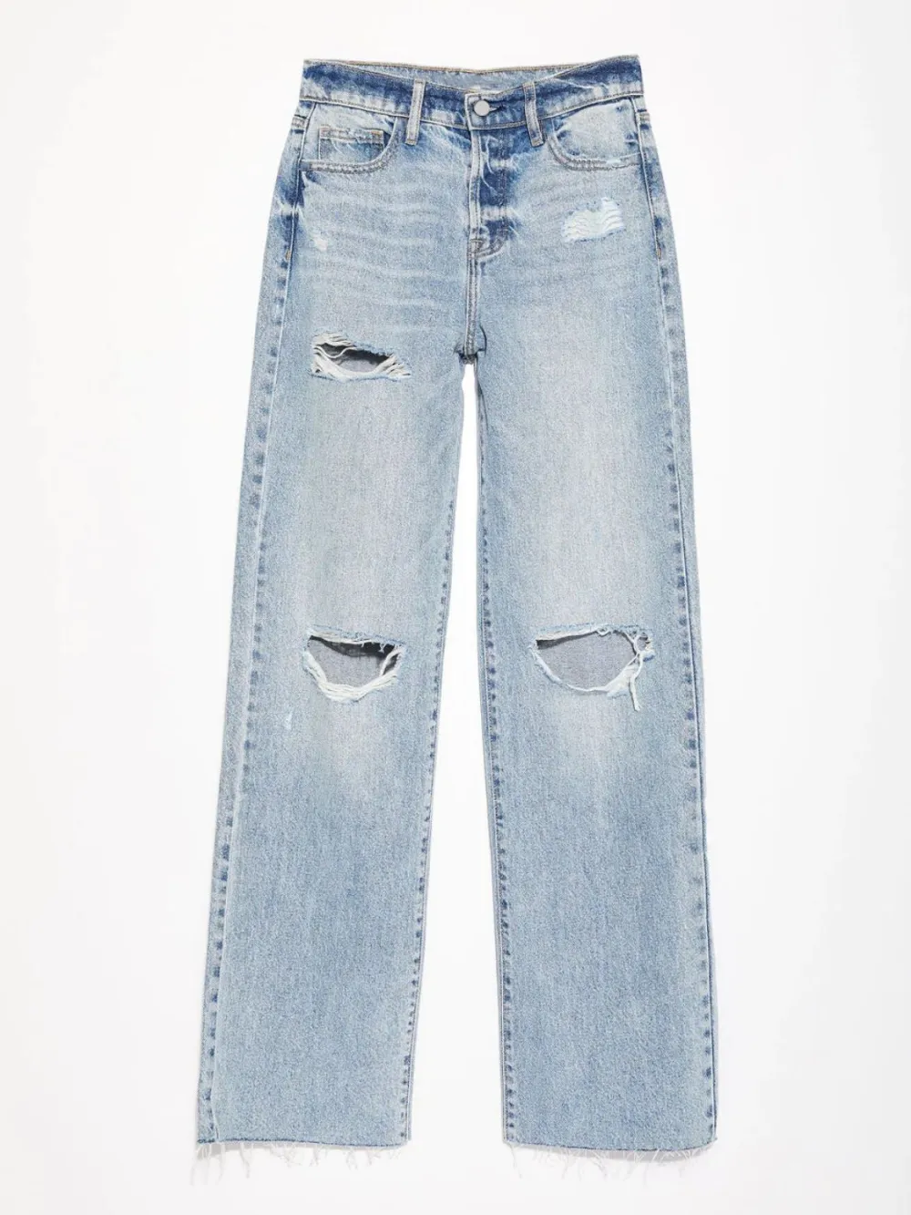 Distressed Washed Pocketed Stretch Straight Leg Jeans