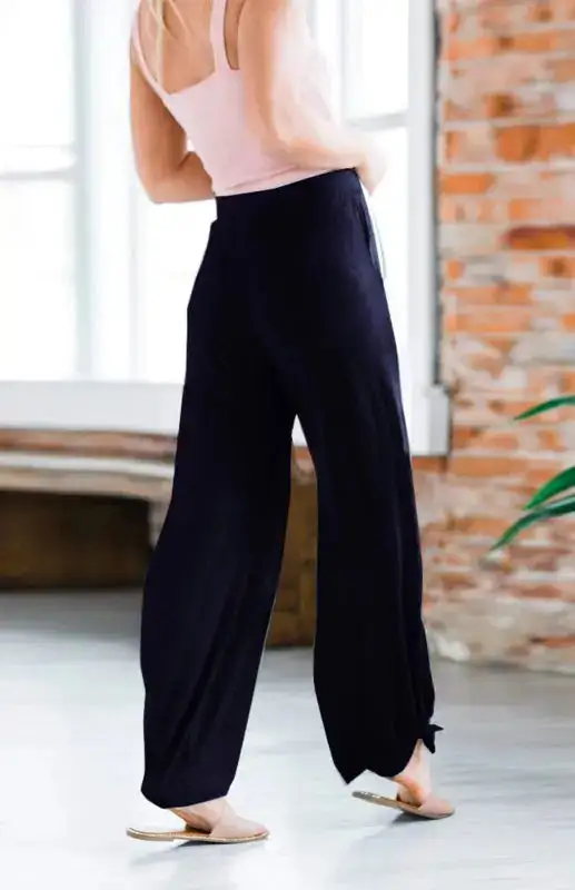 Knit Trousers Tied Open Slits Pants