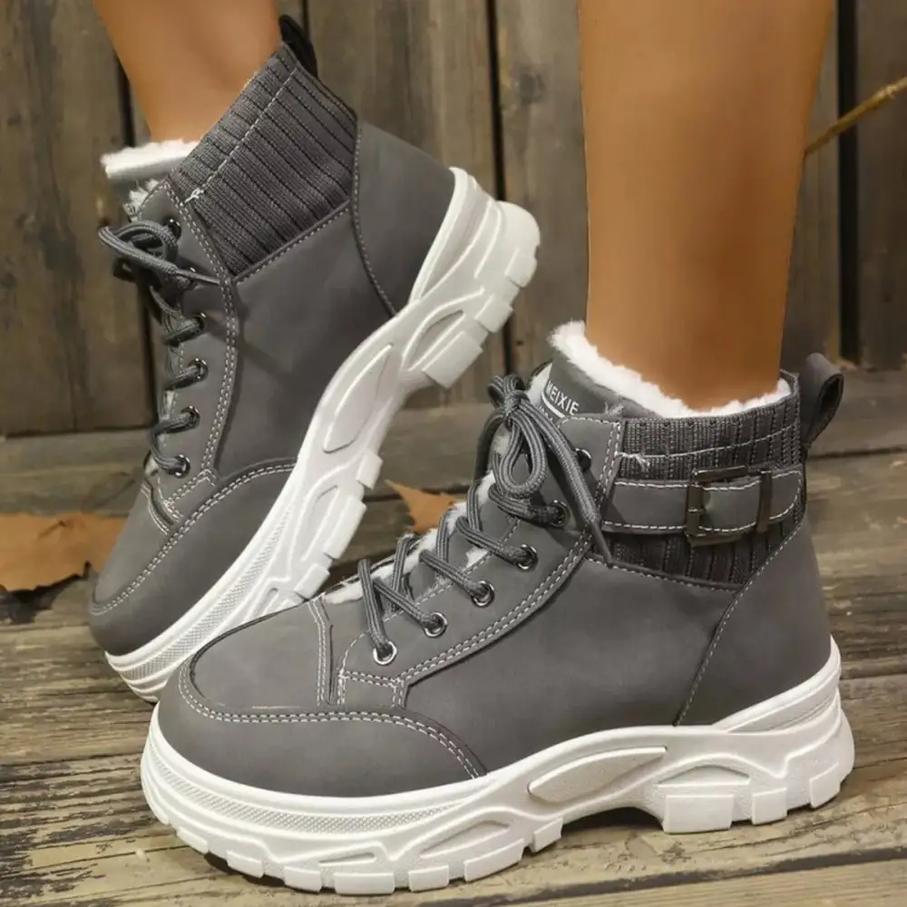 Plush Lining Lace Up Boots