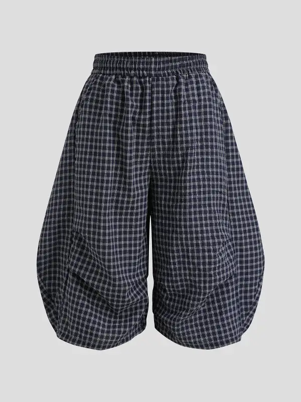 Cropped Plaid Printed Pants