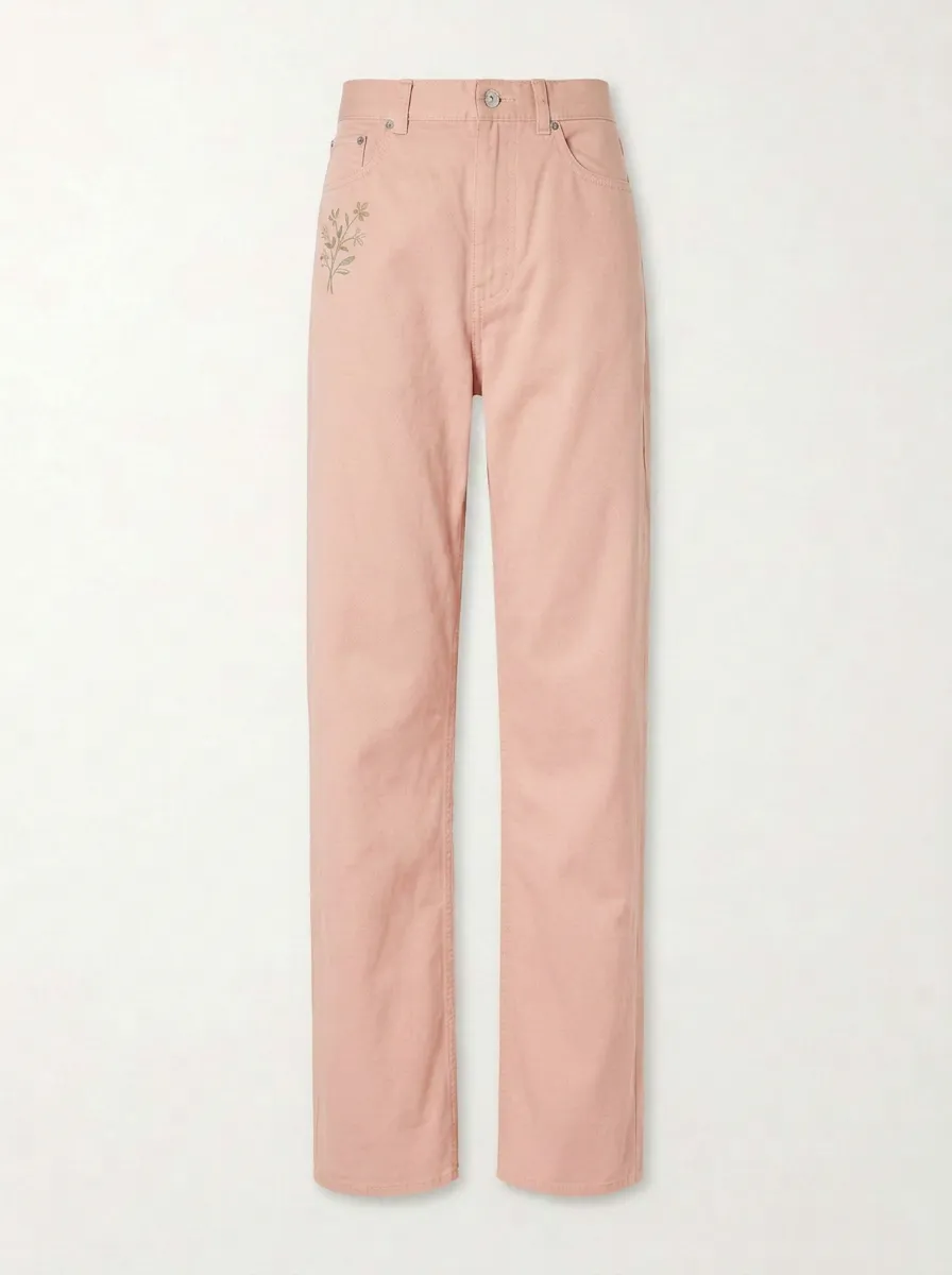 Women's Botanical Lover Floral Embroidered Mid-Rise Straight Leg Pants