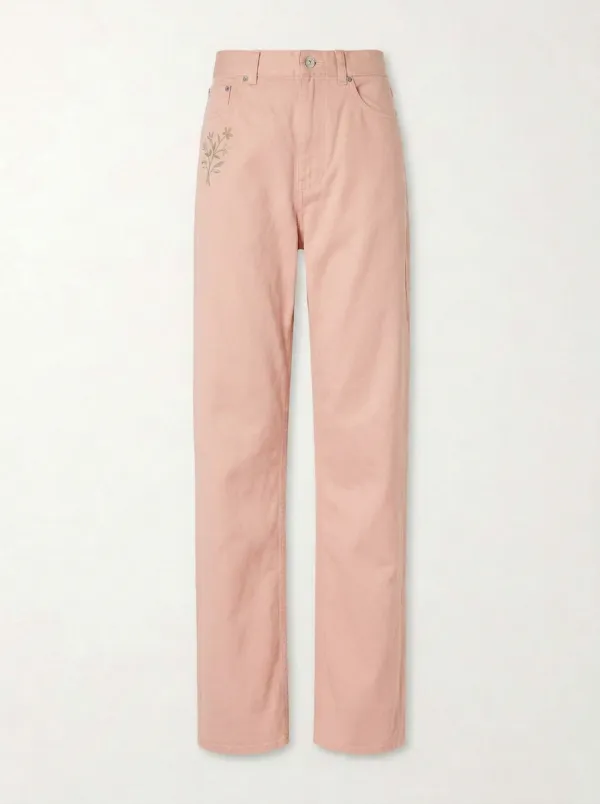 Women's Botanical Lover Floral Embroidered Mid-Rise Straight Leg Pants