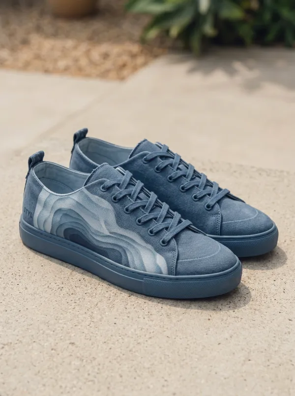 Ocean Wave Abstract Canvas Sneakers