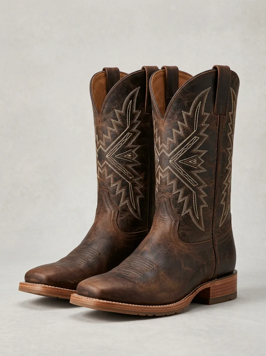 Ranchwear Detail Unisex Western Cowboy Boots