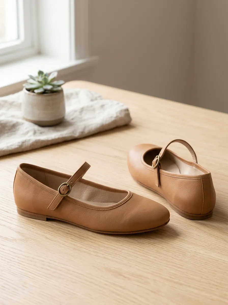 Women's Minimalist Leather Mary Jane Shoes