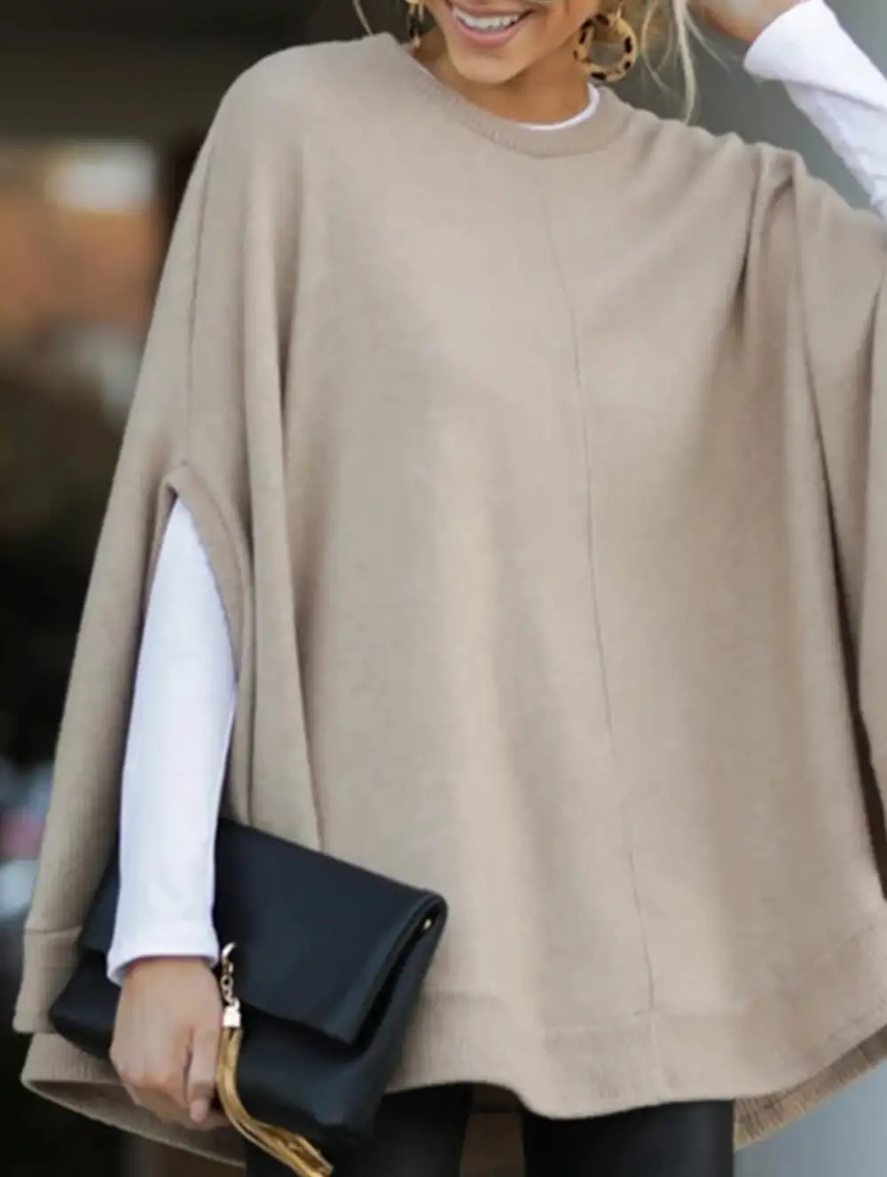Loose Batwing Sleeve Knitted Top