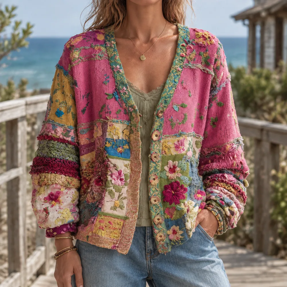 Patchwork Soft Knit Cardigan