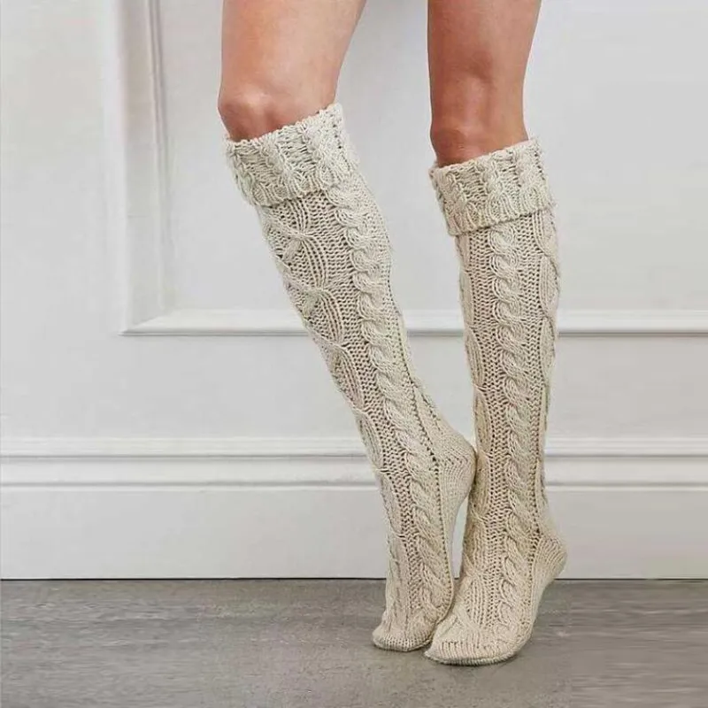 Soft Warm Over Knee Extra Jacquard Knitted Socks