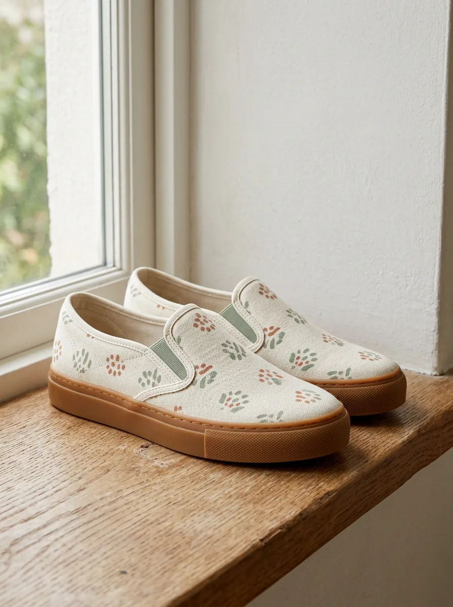 Women's Boho Floral Minimalist Printed Canvas Slip-on Shoes