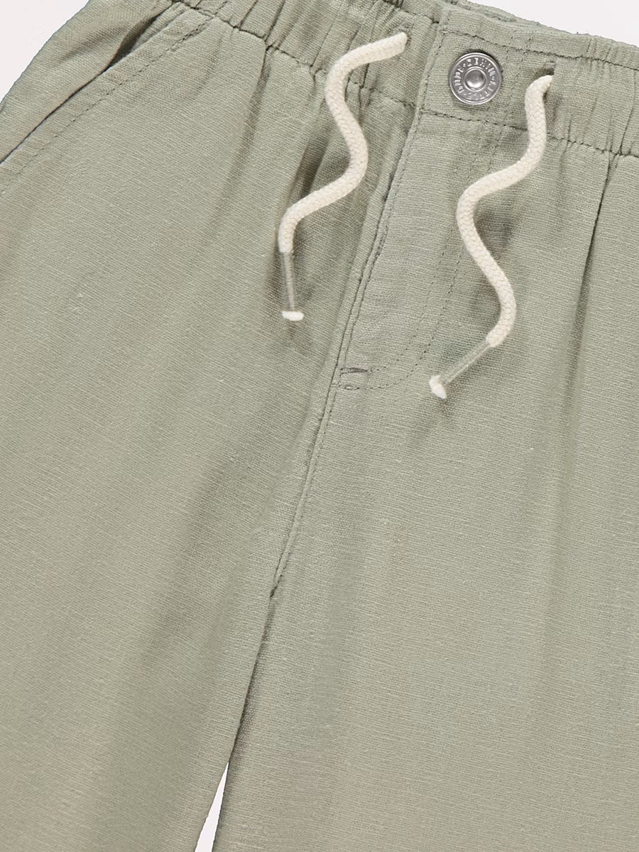 Sage Green Trousers with Linen detail 1