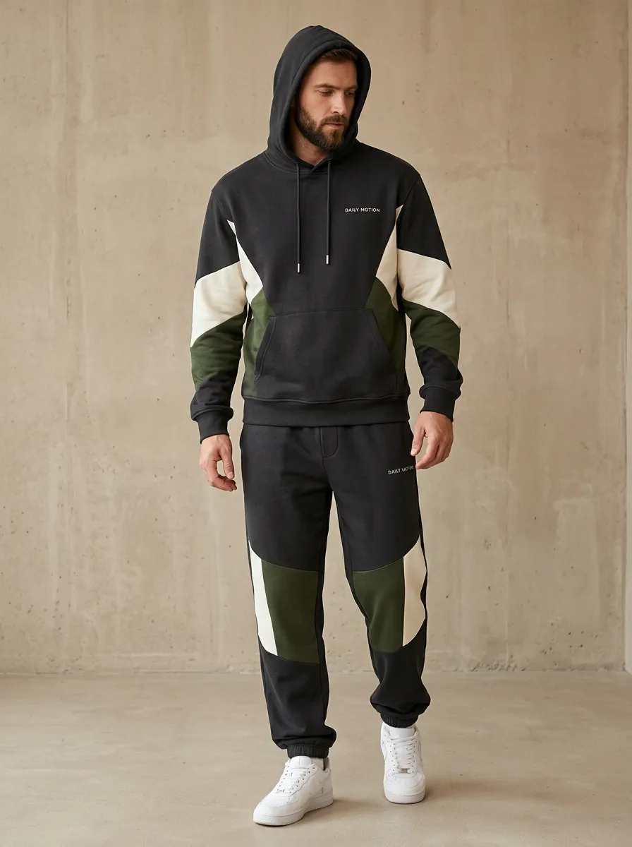 Men's Everyday Daily Motion Colorblock Patchwork Print Jogger Set