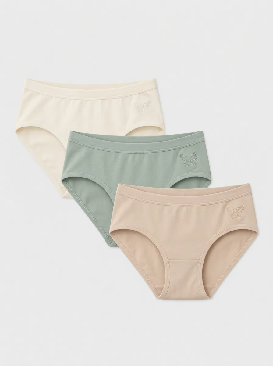 Women's Multicolor Butterfly Embroidered Briefs 3-Pack