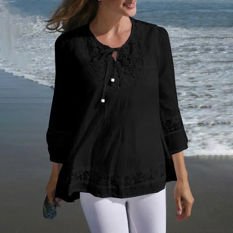 Timeless Lace Crochet Tunic Blouse