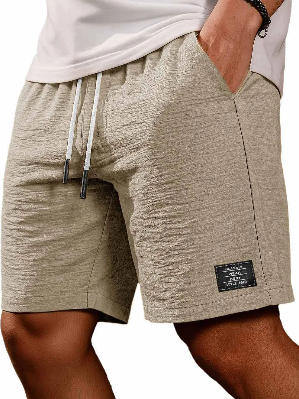 Linen Blend Pleated Shorts