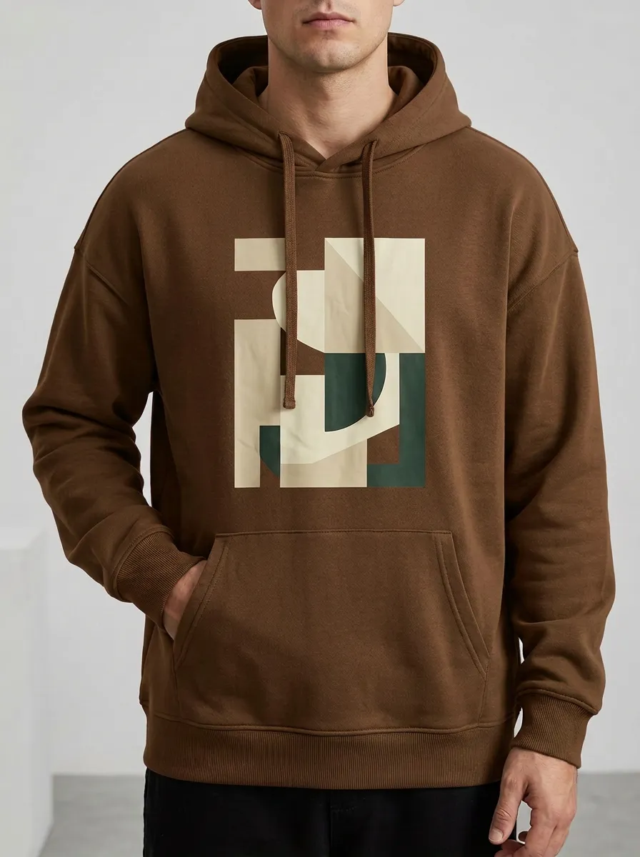 Men's Minimalist Abstract Geometric Print Hoodie
