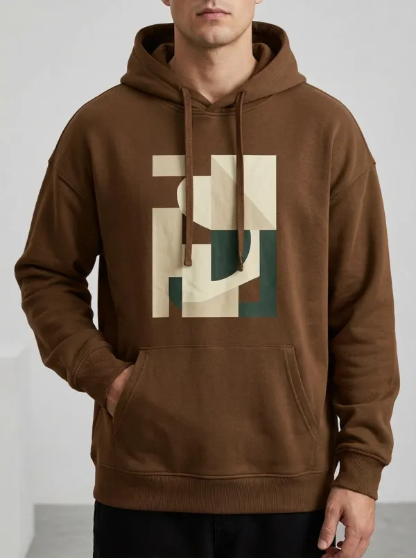 Men's Minimalist Abstract Geometric Print Hoodie