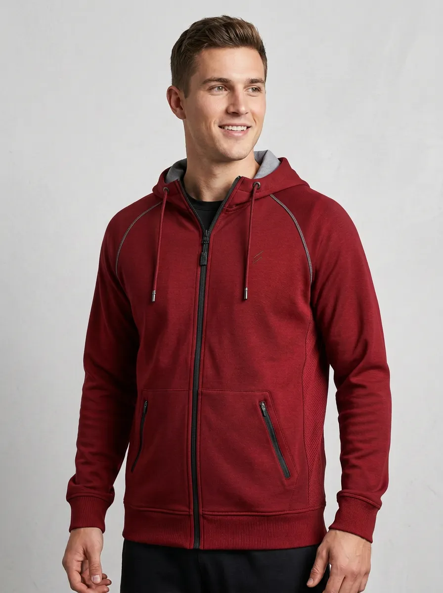 Men's Relaxed Hooded Zip-Up Sports Jacket