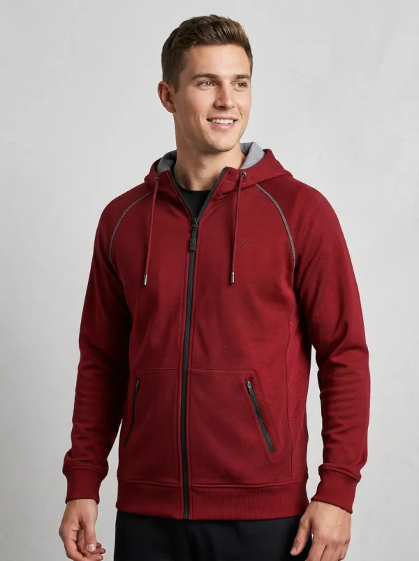 Men's Relaxed Hooded Zip-Up Sports Jacket