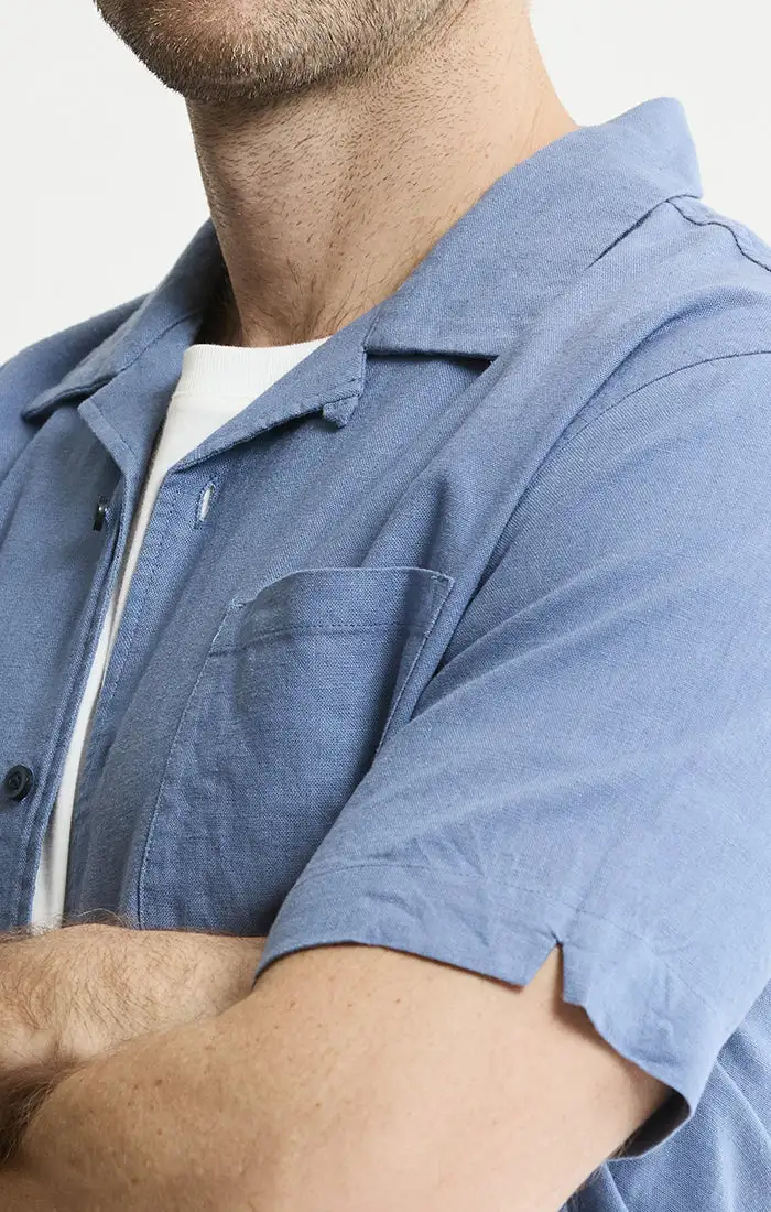 Linen Blend Short Sleeve Camp Shirt
