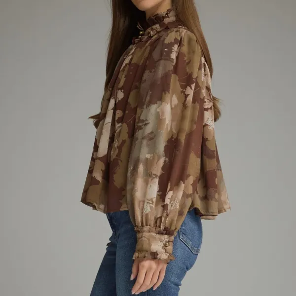 Ruffle Collar Floral Top